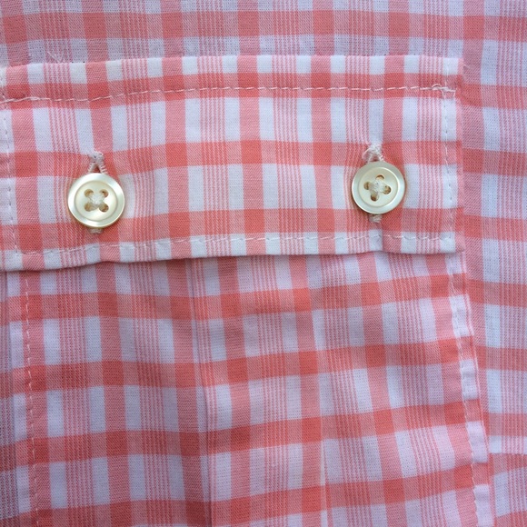 Banana Republic Gingham coral orange button down 100% cotton shirt XS - Picture 9 of 14